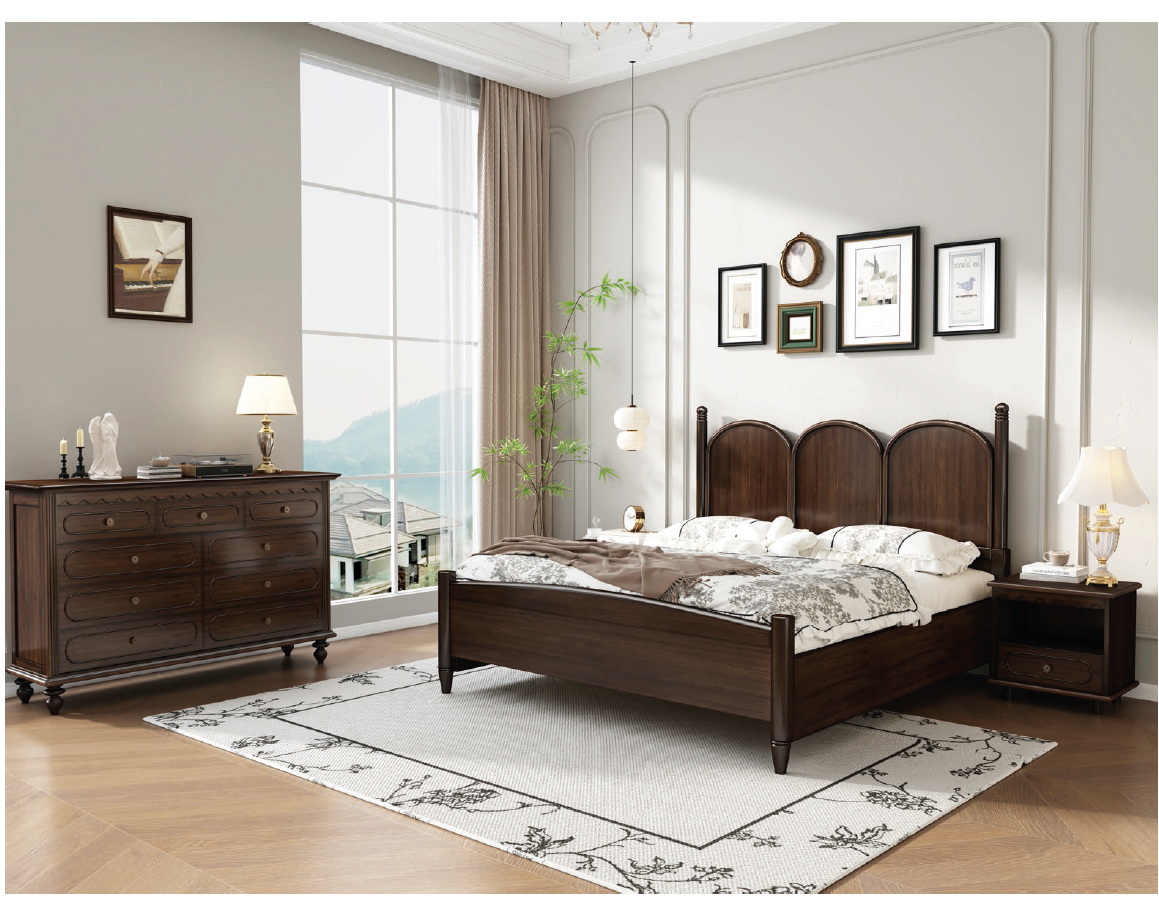 american european  style  bedroom set bed bedside cabinet dresser mirror stool wardrobe closet