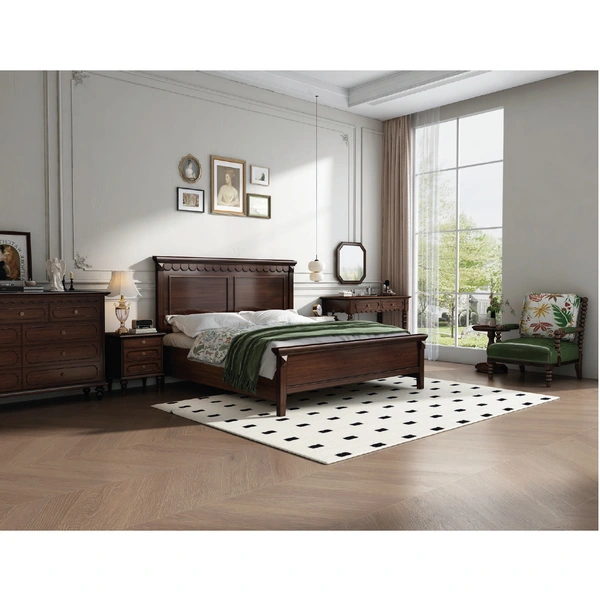 american european  style  bedroom set bed bedside cabinet dresser mirror stool wardrobe closet