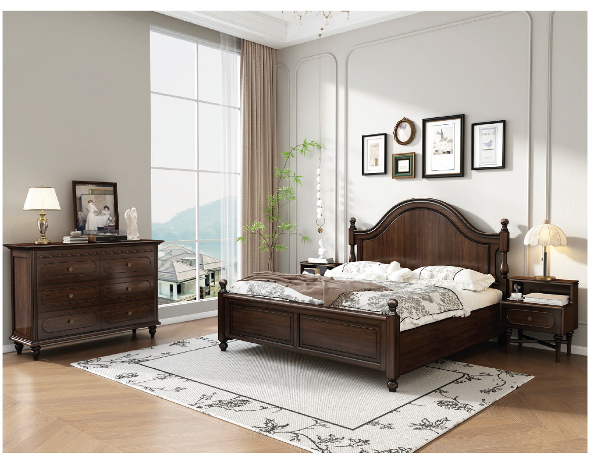american european  style  bedroom set bed bedside cabinet dresser mirror stool wardrobe closet