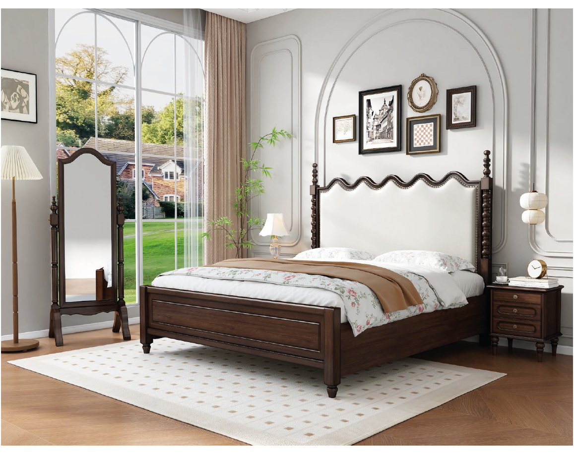 american european  style  bedroom set bed bedside cabinet dresser mirror stool wardrobe closet