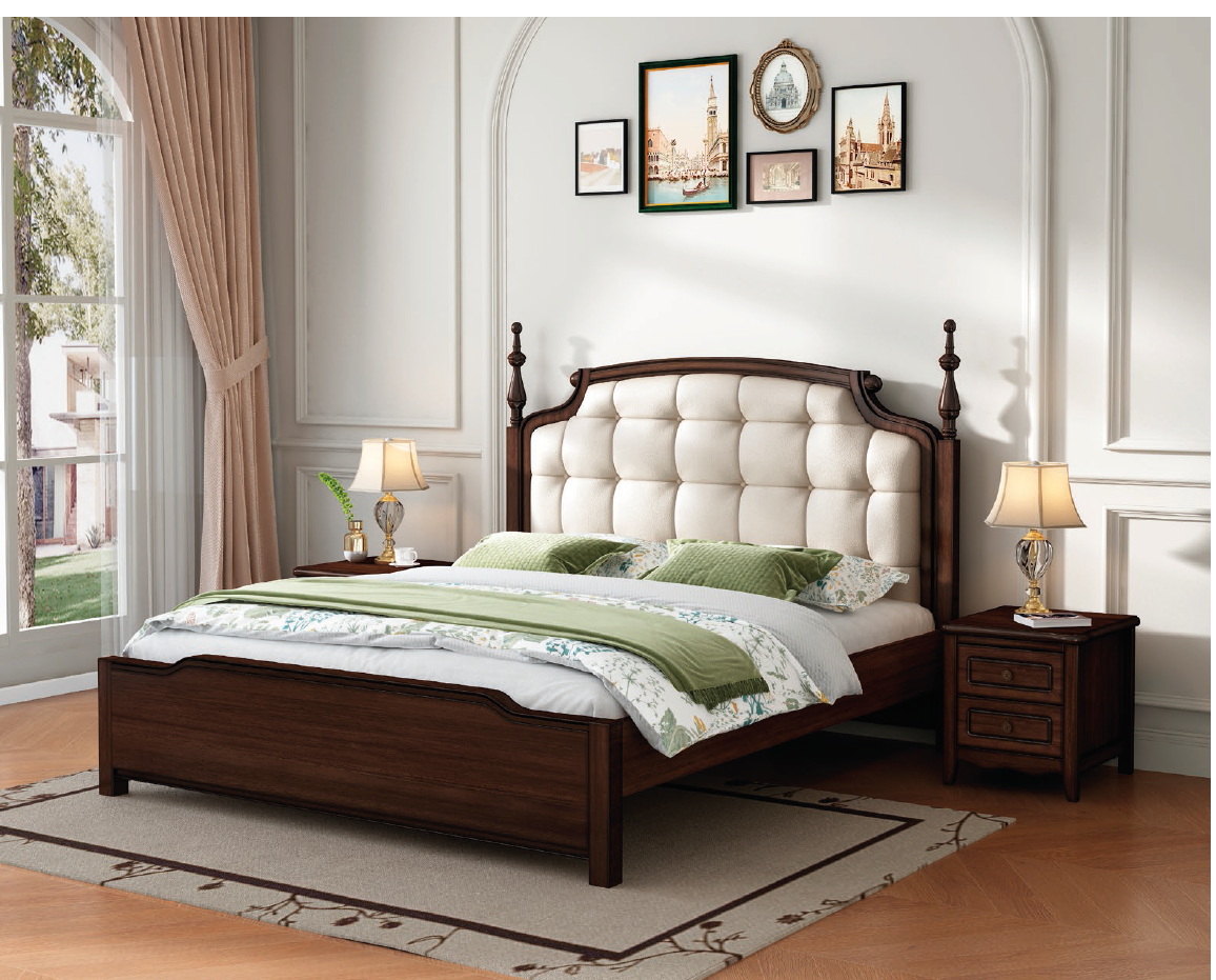 american european  style  bedroom set bed bedside cabinet dresser mirror stool wardrobe closet
