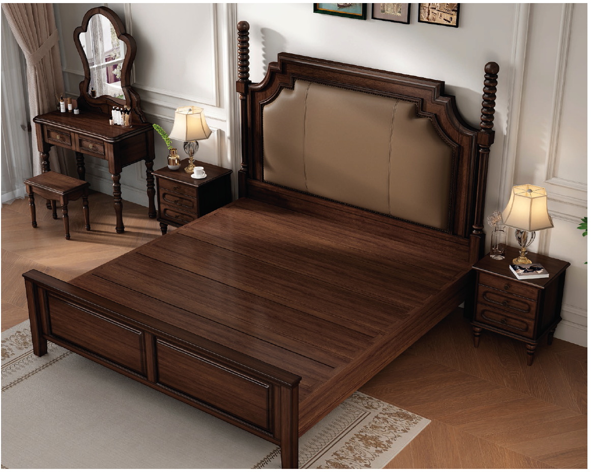 american european  style  bedroom set bed bedside cabinet dresser mirror stool wardrobe closet