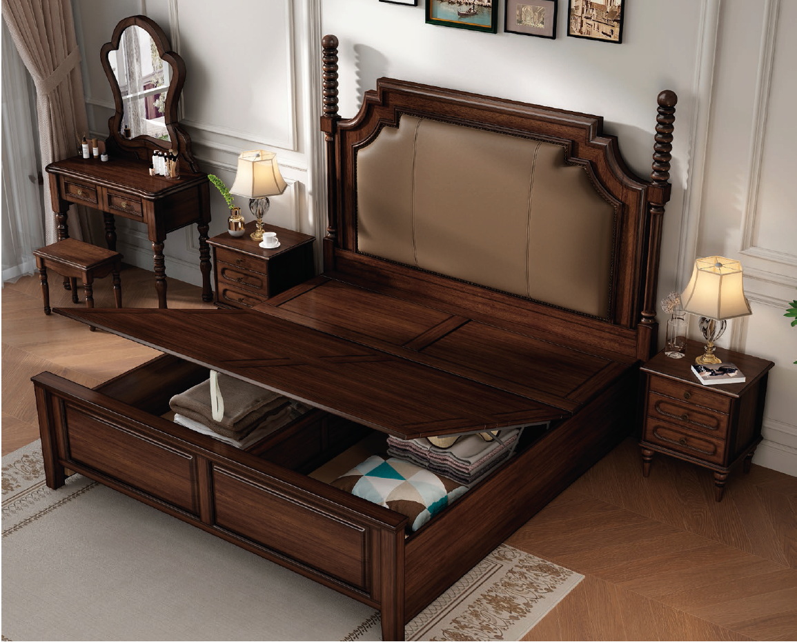american european  style  bedroom set bed bedside cabinet dresser mirror stool wardrobe closet