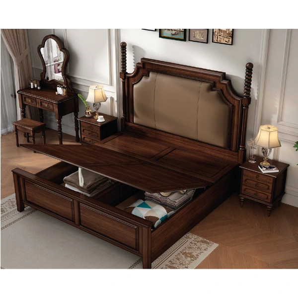 american european  style  bedroom set bed bedside cabinet dresser mirror stool wardrobe closet