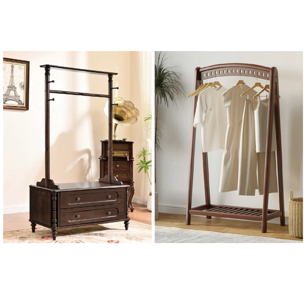 american european  style  freestanding wood coat rack