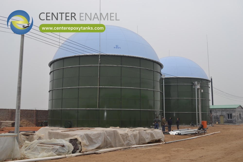 Center Enamel Double Membrane Biogas Holder for Myanmar Livestock Wastewater Treatment