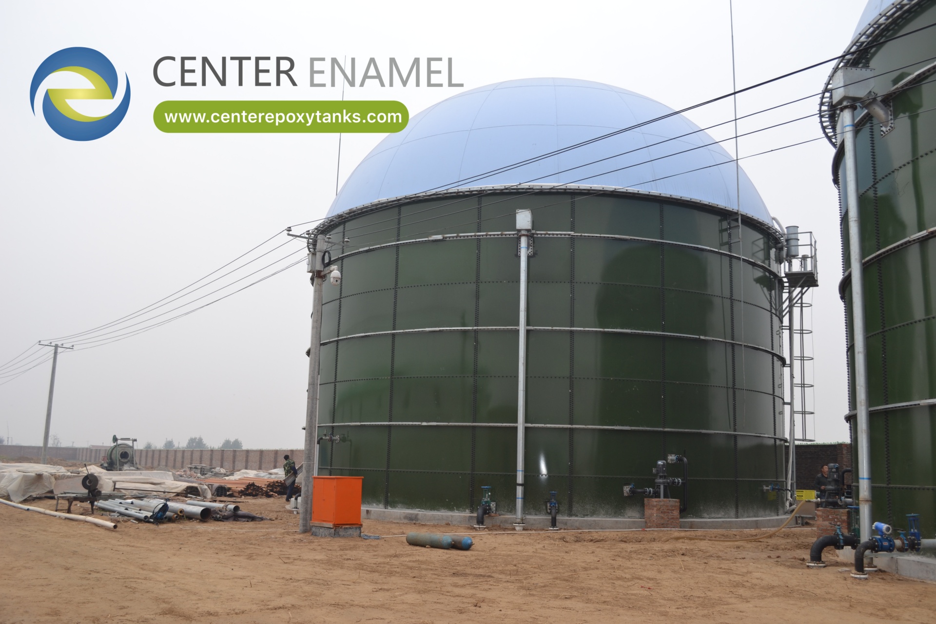 Center Enamel Provides Vertical Epoxy Coated Steel Tanks for Palestine Biogas Storage