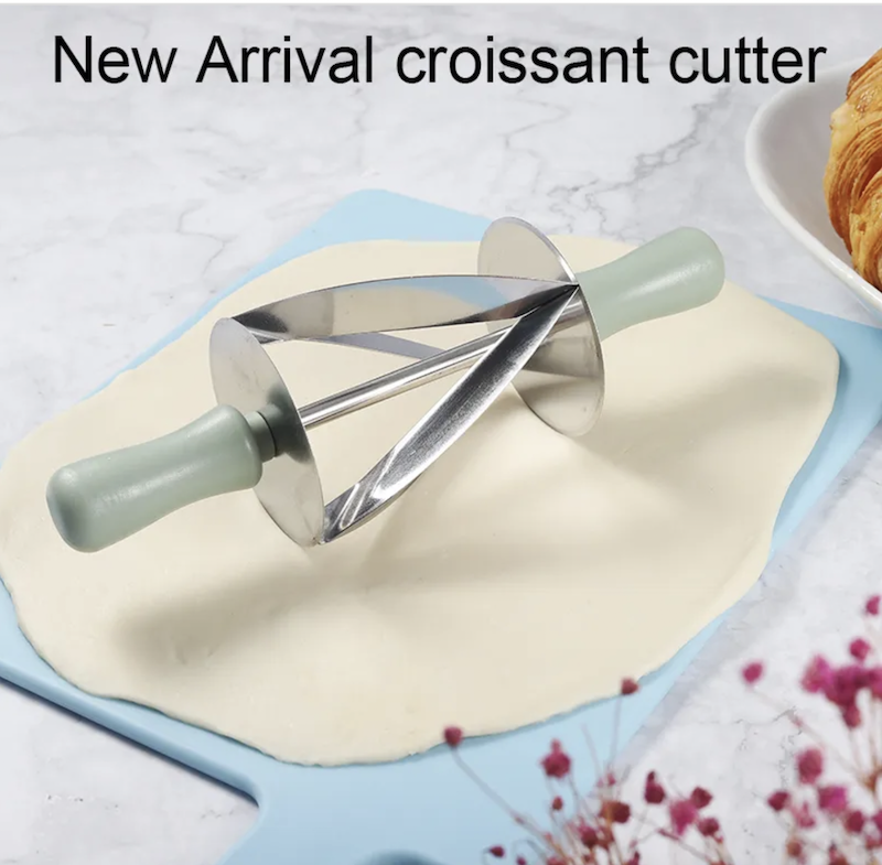 stainless steel croissant dough cutter with plastic handle