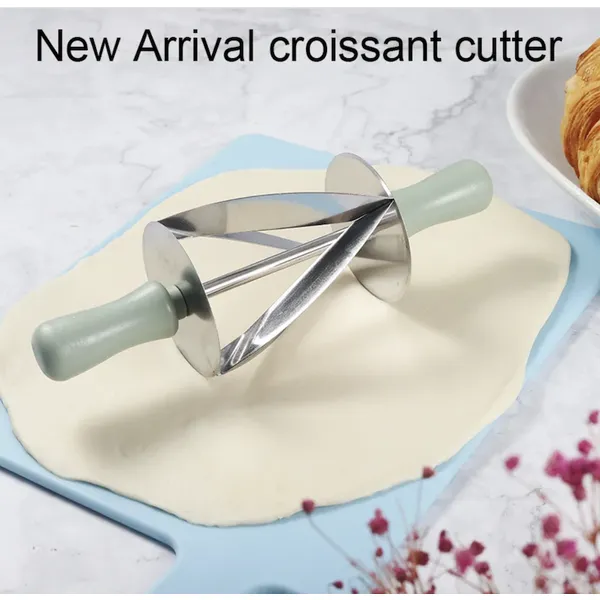 stainless steel croissant dough cutter with plastic handle