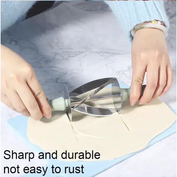 stainless steel croissant dough cutter with plastic handle