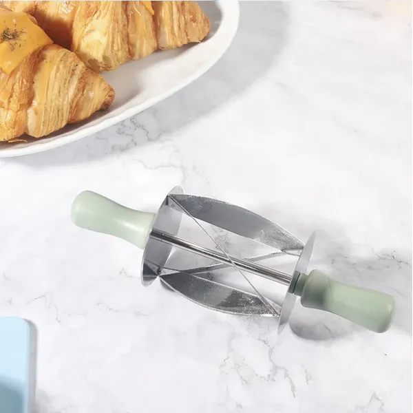 stainless steel croissant dough cutter with plastic handle