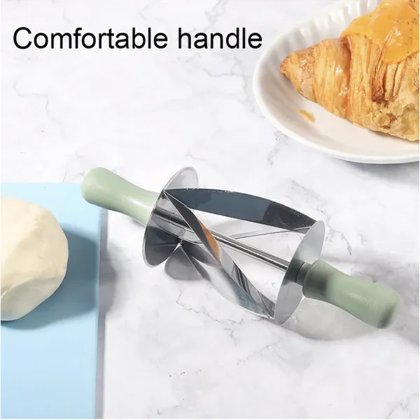 stainless steel croissant dough cutter with plastic handle