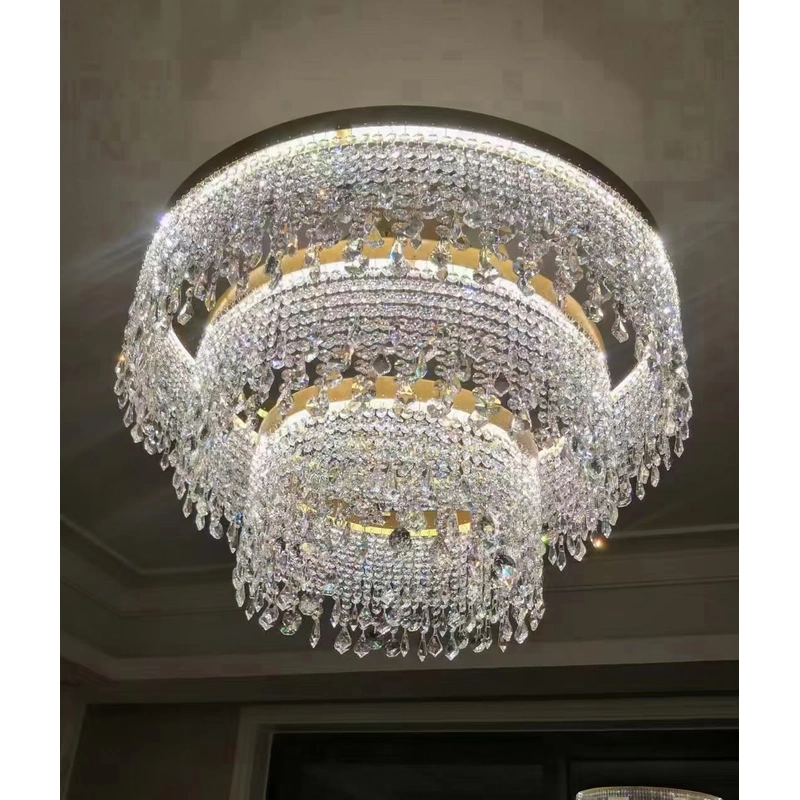 D500MM 600MM 800MM 100MM Gold Aluminum Ring Crystal Chandelier