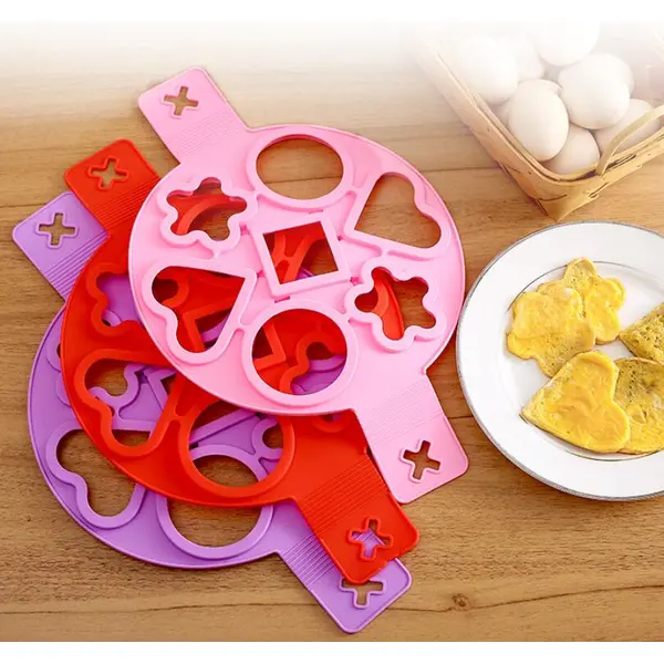 Silicone 7-hole multi-shape fryer, round star love pancake mold