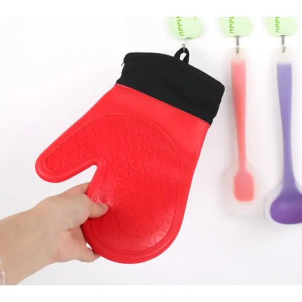 Short type cotton thickened double silicone gloves Microwave oven mitt