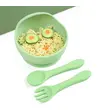 Children silicone bowl baby food training bowl spoon fork 3-piece set