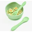 Children silicone bowl baby food training bowl spoon fork 3-piece set
