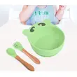 Children's silicone bowl spoon fork set, bear suction cup bowl
