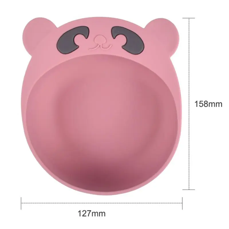 Children's silicone bowl spoon fork set, bear suction cup bowl