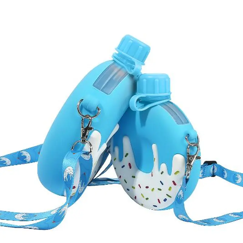 Vintage doughnut travel children adult silicone sports water bottle