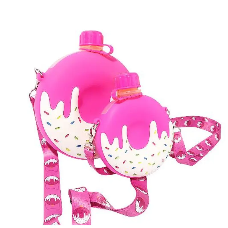 Vintage doughnut travel children adult silicone sports water bottle