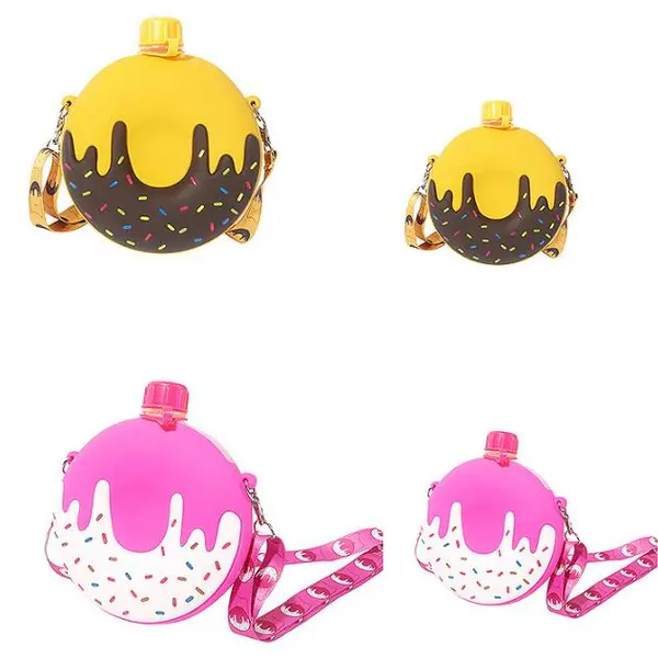 Vintage doughnut travel children adult silicone sports water bottle