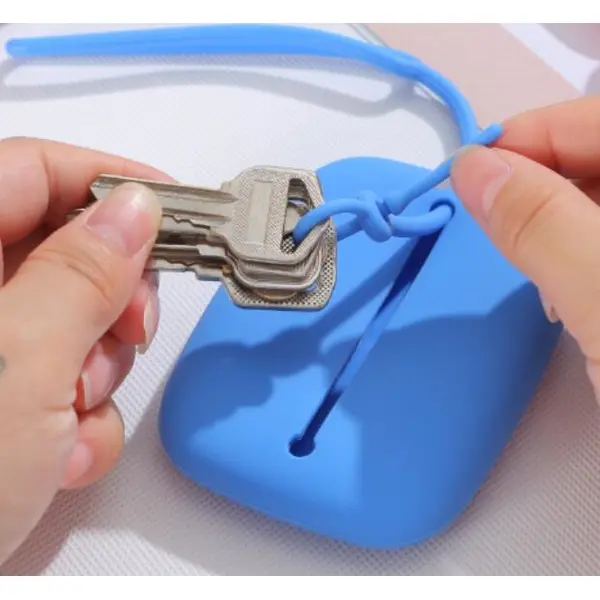 Silicone mini pendant drawcord zero purse key chain