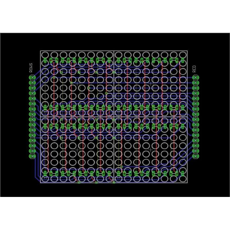 LED Stripboard Circuit Board Layout , PCB Board Layout For 16 X 16 Dot Matrix Display