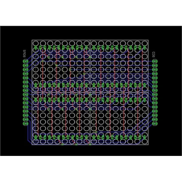 LED Stripboard Circuit Board Layout , PCB Board Layout For 16 X 16 Dot Matrix Display