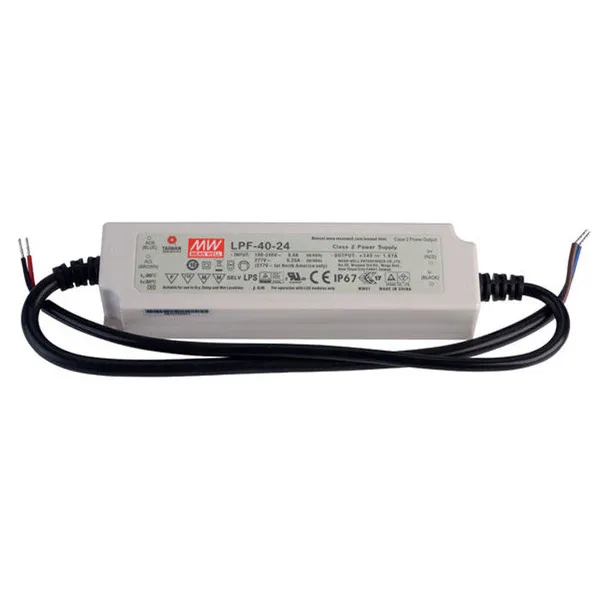 Waterproof 40W LED Driver Power Supply With 24VDC Single Output LPF-40-24 CC+CV