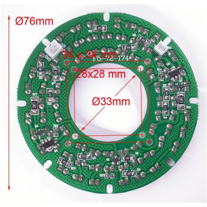 Infrared 72x (5mm) IR LED board night vision for CCTV IP AHD CVBS camera PCB module 