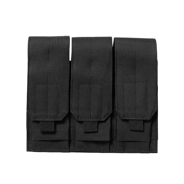 Tactical Triple Magazine Pouch, MOLLE System at Back, Black