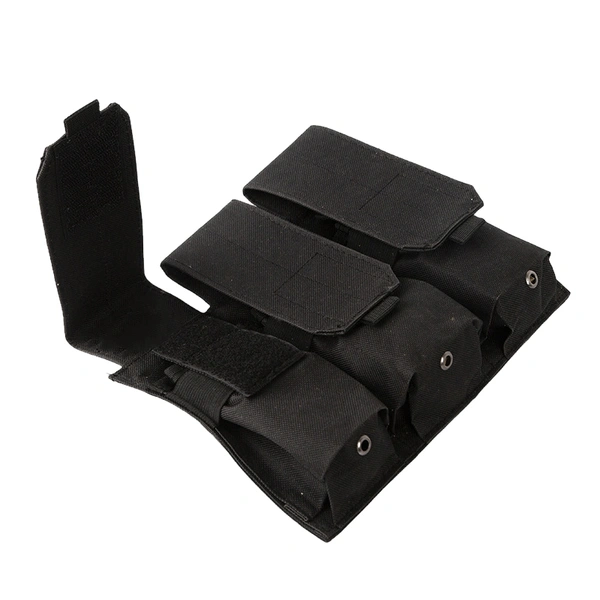 Tactical Triple Magazine Pouch, MOLLE System at Back, Black