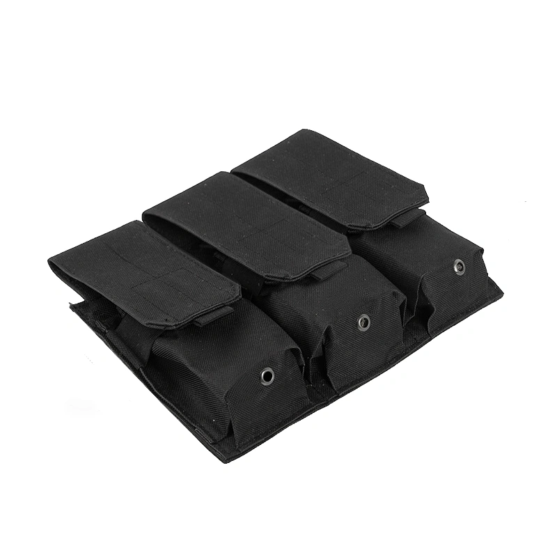 Tactical Triple Magazine Pouch, MOLLE System at Back, Black