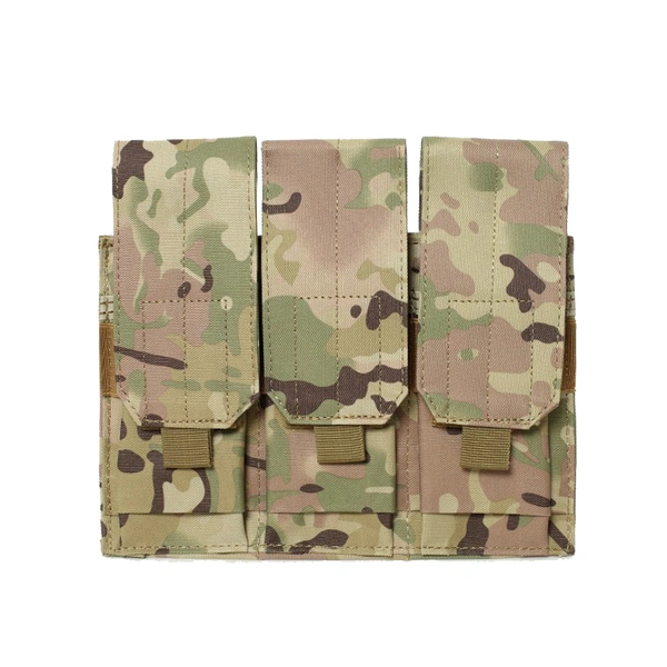 Tactical Triple Magazine Pouch, MOLLE System at Back, Black