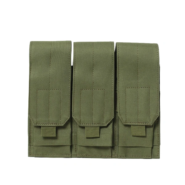 Tactical Triple Magazine Pouch, MOLLE System at Back, Black