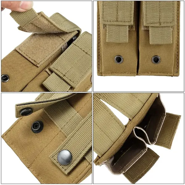 Tactical Double Magazine Pouch, MOLLE Compatible, Adaptable for Multiple Uses and Styles