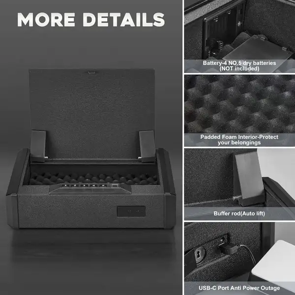 Safety Device Gun Safe Box Hidden Portable Hand Gun Safe Fingerprint Biometric Gun Safe