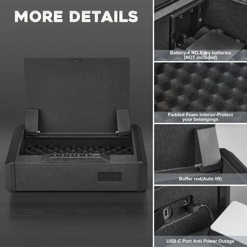 Safety Device Gun Safe Box Hidden Portable Hand Gun Safe Fingerprint Biometric Gun Safe