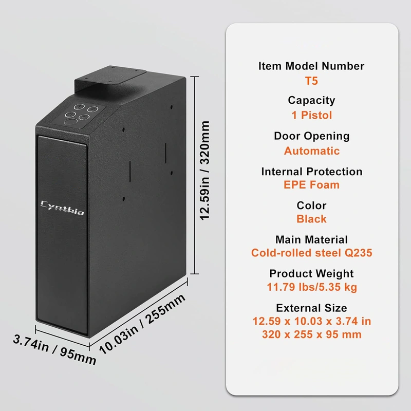 Pistol box -Cynthia Safe,Fingerprint Password Key for Home Office Security