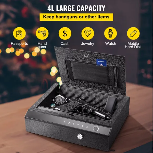 Safety Device Gun Safe Box Hidden Portable Hand Gun Safe Fingerprint Biometric Gun Safe