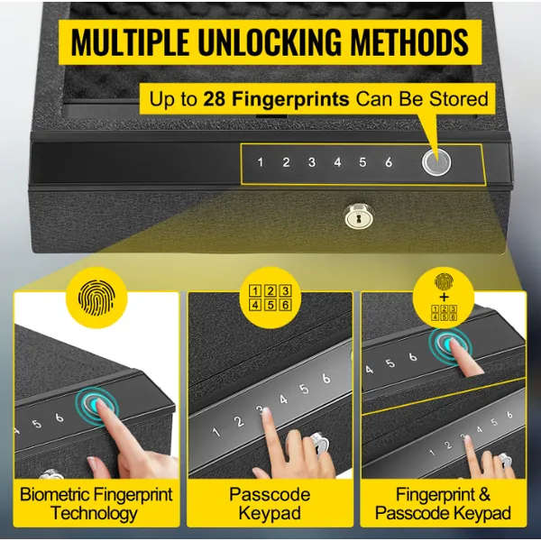 Safety Device Gun Safe Box Hidden Portable Hand Gun Safe Fingerprint Biometric Gun Safe