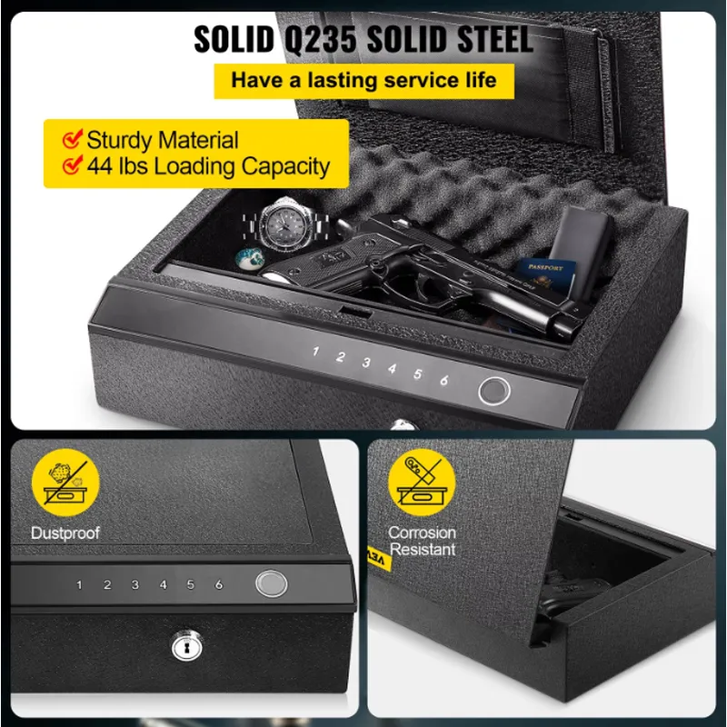 Safety Device Gun Safe Box Hidden Portable Hand Gun Safe Fingerprint Biometric Gun Safe