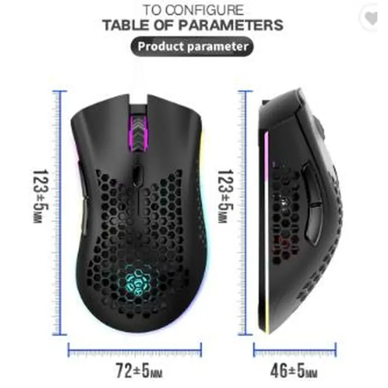 BM600 RGB Gaming Rechargeable Honeycomb Wireless Mouse