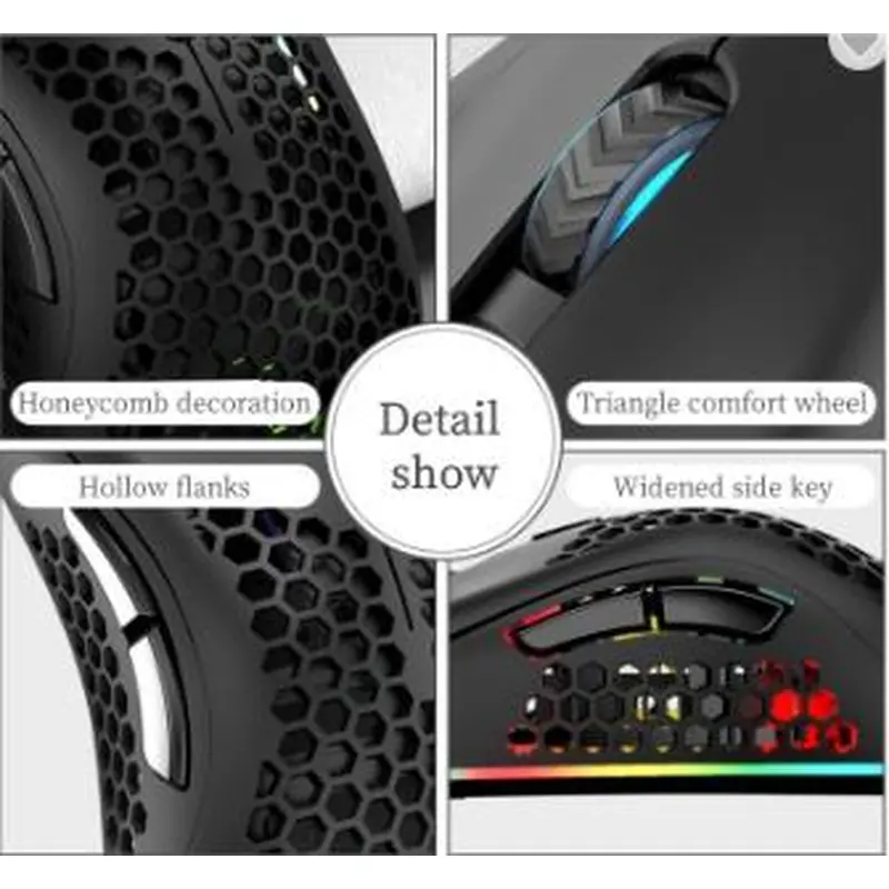 BM600 RGB Gaming Rechargeable Honeycomb Wireless Mouse