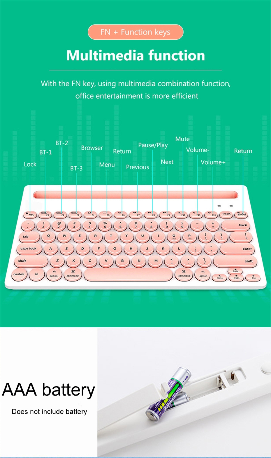 Беспроводная многофункциональная клавиатура Bluetooth K3381 с 76 клавишами