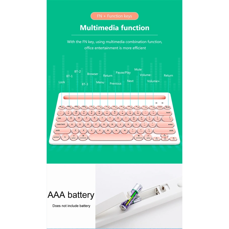 K3381 Multi-Device Wireless 76 Keys Bluetooth Keyboard