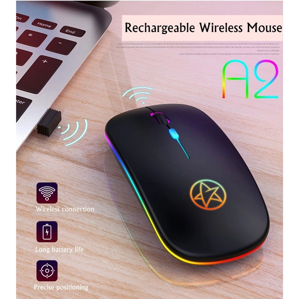 A2 Rechargeable Lithium Battery Colorful 2.4Ghz Gaming Wireless Mouse