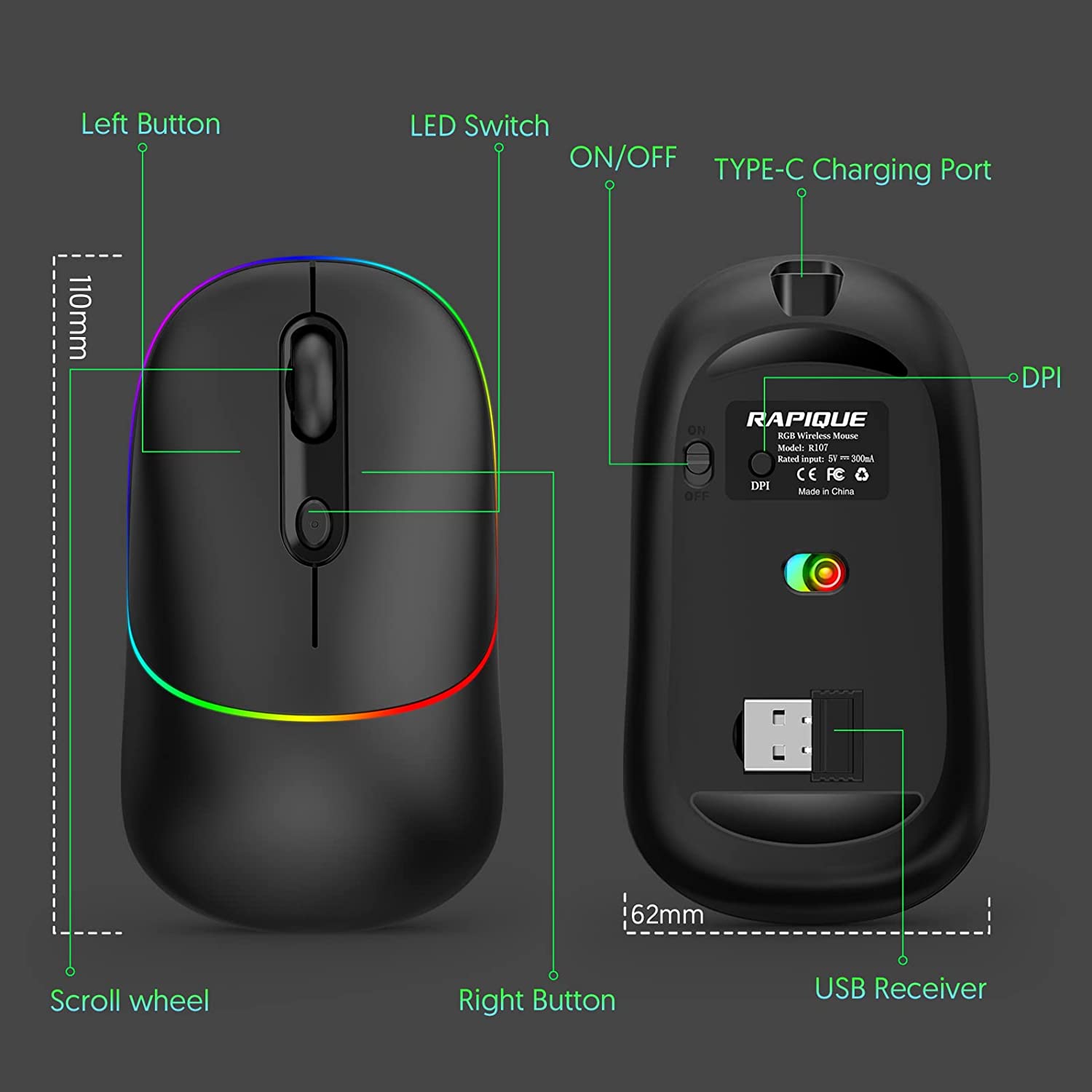 type C rechargeable mouse