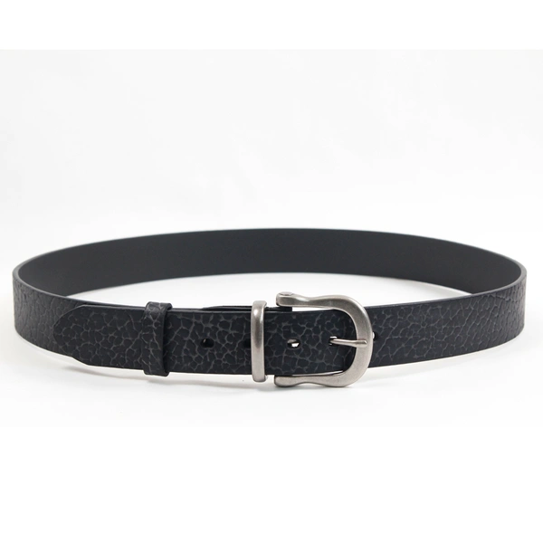 Men Genuine Leather Dress Belt with Single Prong Buckle 
